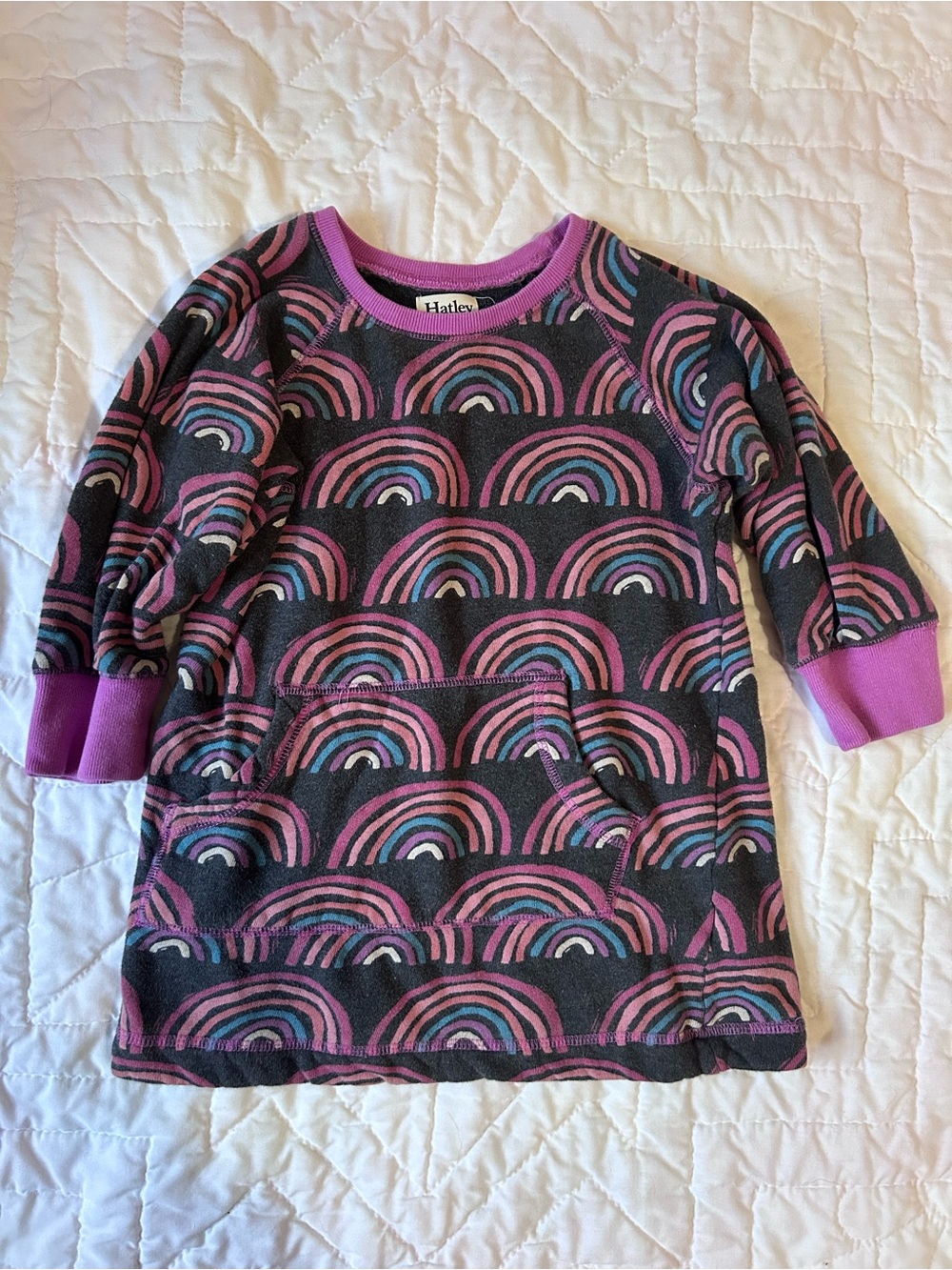 Hatley Girls' size 5 Black & Pink Rainbow Pullover Top